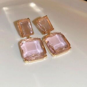 Gorgeous Ice drops with pink tint and gold tone accents